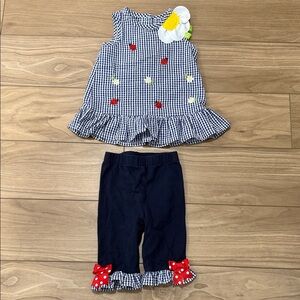 Rare Editions Blue and Red Gingham Kids Matching Set